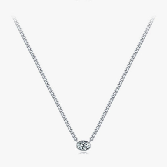 Wholesale Women's 925 Silver Simple Geometric Style Cuban Chain Clavicle Necklace With Simulation Diamond Pendant And Seiko Design