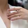 Wholesale Women's 925 Silver Simple Round Moissanite Ring With Sixclaw Inlay And Geometric Pattern And Goldenplated Finish
