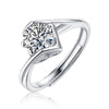 Wholesale Women's 925 Silver Simple Round Moissanite Ring With Sixclaw Inlay And Geometric Pattern And Goldenplated Finish