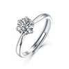 Wholesale Women's 925 Silver Simple Round Moissanite Ring With Sixclaw Inlay And Geometric Pattern And Goldenplated Finish