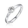 Wholesale Women's 925 Silver Simple Round Moissanite Ring With Sixclaw Inlay And Geometric Pattern And Goldenplated Finish