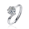 Wholesale Women's 925 Silver Simple Round Moissanite Ring With Sixclaw Inlay And Geometric Pattern And Goldenplated Finish