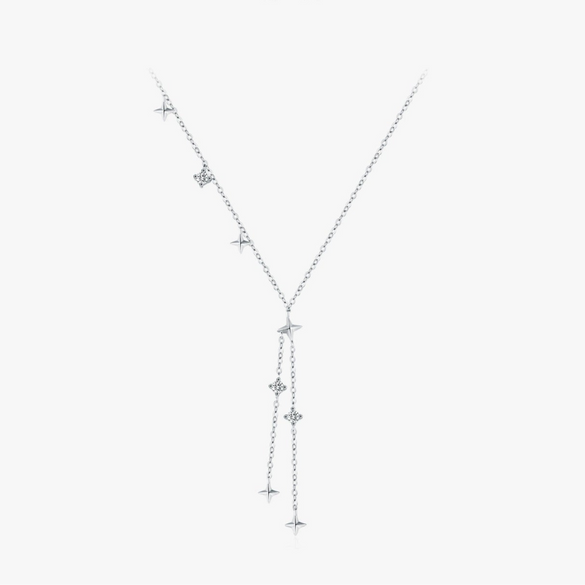 Wholesale Women's 925 Silver Star Shaped Pendant Necklace With Electroplating And Tassel Yshaped Clavicle Chain