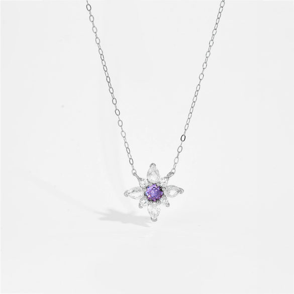 Wholesale Women's Silver 925 Sterling Flower Pendant Clavicle Chain With Geometric Pattern And Electroplated Platinum 18K Gold Design
