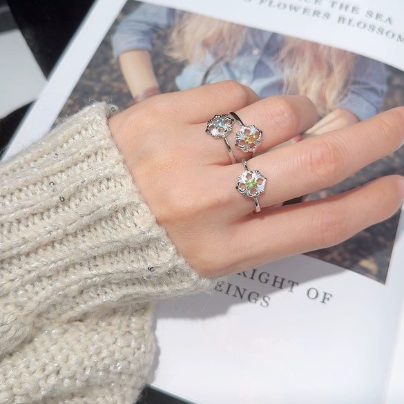 Wholesale Women's Silver 925 Sterling Geometric Style Ring Set With Gems