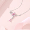 Wholesale Women's 925 Silver Tassel Knot Clavicle Chain With Pink Diamond Pendant And Geometric Design