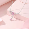 Wholesale Women's 925 Silver Tassel Knot Clavicle Chain With Pink Diamond Pendant And Geometric Design