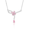 Wholesale Women's 925 Silver Tassel Knot Clavicle Chain With Pink Diamond Pendant And Geometric Design