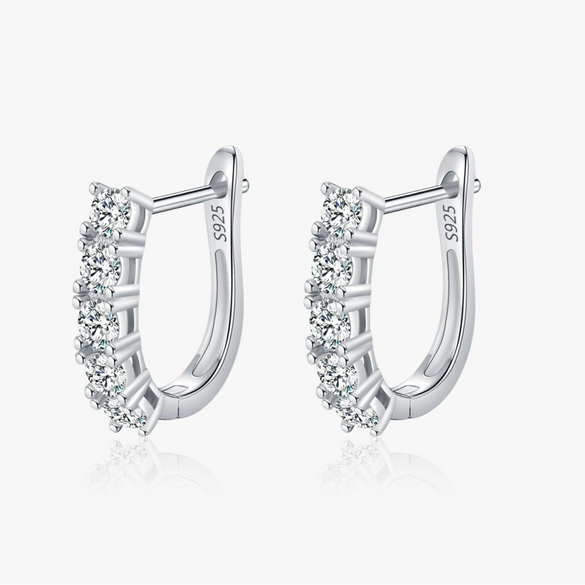 Wholesale Women's 925 Silver U Shape Fan Ear Ring With Mosan Diamond Elegant Design