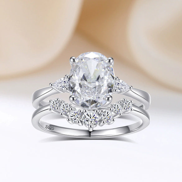 Wholesale Women's 925 Silver Ushaped Double Ring Set With Geometric Style And Electroplating Process