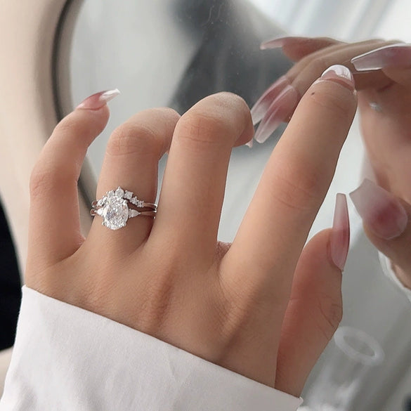Wholesale Women's 925 Silver Ushaped Double Ring Set With Geometric Style And Electroplating Process