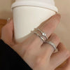 Wholesale Women's Silver Zircon Open Ring Copper Electroplating Heart Bow Geometric Shape