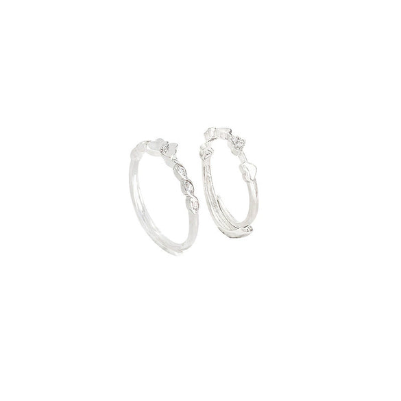 Wholesale Women's Silver Zircon Open Ring Copper Electroplating Heart Bow Geometric Shape