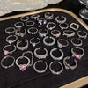 Wholesale Women's Silver Zircon Open Ring Copper Electroplating Heart Bow Geometric Shape