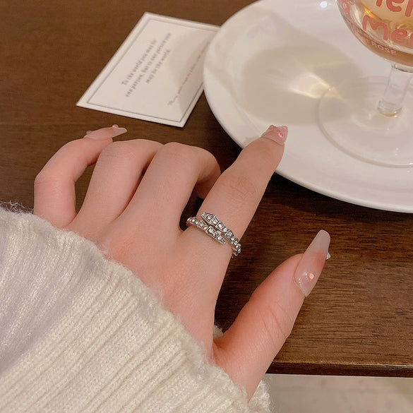 Wholesale Women's Silver Zircon Open Ring Copper Electroplating Heart Bow Geometric Shape