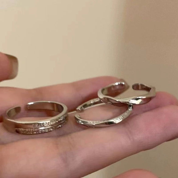 Wholesale Women's Silver Zircon Open Ring Copper Electroplating Heart Bow Geometric Shape