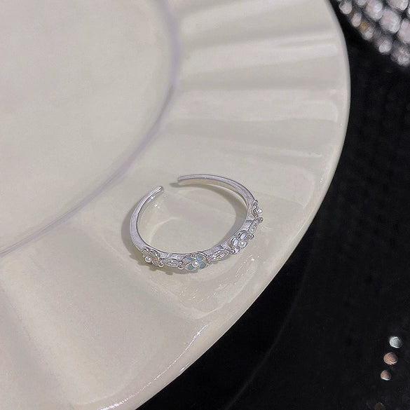 Wholesale Women's Silver Zircon Open Ring Copper Electroplating Heart Bow Geometric Shape
