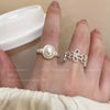Wholesale Women's Silver Zircon Open Ring Copper Electroplating Heart Bow Geometric Shape