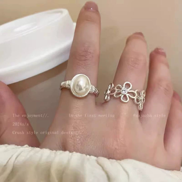 Wholesale Women's Silver Zircon Open Ring Copper Electroplating Heart Bow Geometric Shape