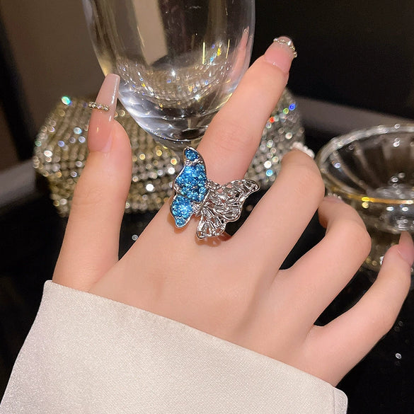 Wholesale Women's Silver Zircon Open Ring Copper Electroplating Heart Bow Geometric Shape