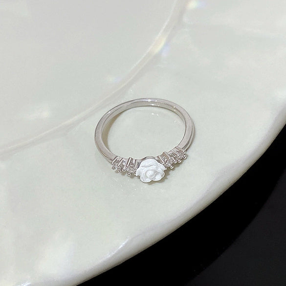 Wholesale Women's Silver Zircon Open Ring Copper Electroplating Heart Bow Geometric Shape