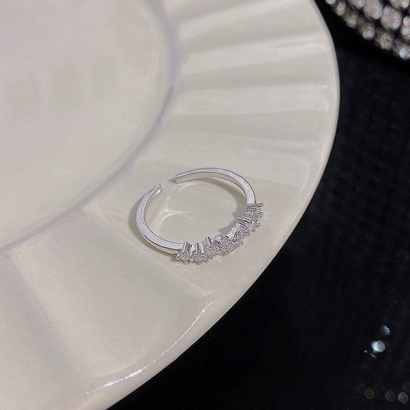 Wholesale Women's Silver Zircon Open Ring Copper Electroplating Heart Bow Geometric Shape
