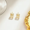 Wholesale Women's Silverplated Copper Oildrip Letter Earrings With Electroplating Process