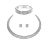 Wholesale Women's Silverplated Jewelry Set With Rhinestone Earrings Necklace And Bracelet In Love Water Drops Bell Pattern