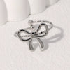 Wholesale Women's Simple All Match Cute Small Bowknot Opening Ring Gold Plated Stainless Steel