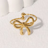 Wholesale Women's Simple All Match Cute Small Bowknot Opening Ring Gold Plated Stainless Steel