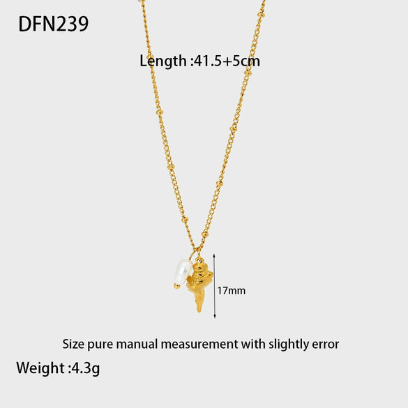 Wholesale Women's Simple Animal Zodiac Shell Pendant Stainless Steel 18K Gold Plated Necklace
