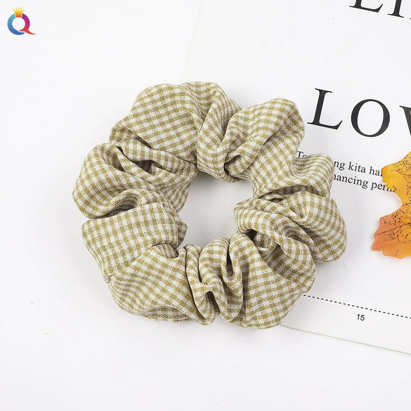 Wholesale Women's Simple Basic Fabric Plaid Handmade Hair Ring Headwear