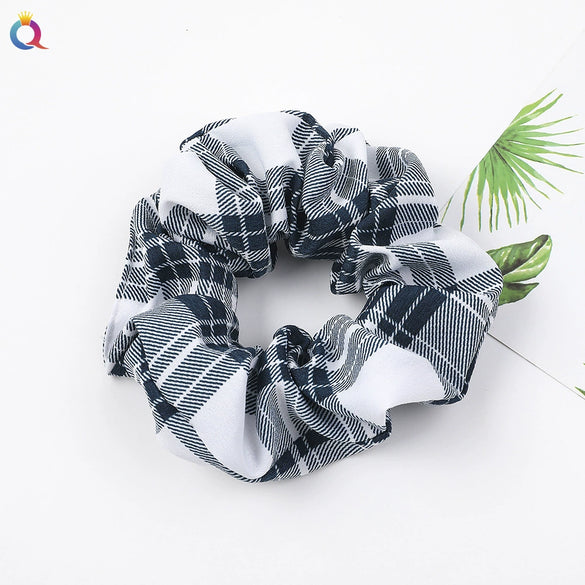 Wholesale Women's Simple Basic Fabric Plaid Handmade Hair Ring Headwear