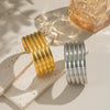 Wholesale Women's Simple Basic Summer Stainless Steel Bracelet With Striped Texture And Electroplating Processing