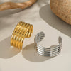 Wholesale Women's Simple Basic Summer Stainless Steel Bracelet With Striped Texture And Electroplating Processing