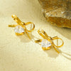 Wholesale Women's Simple Bow Titanium Steel Electroplated Diamond Earrings