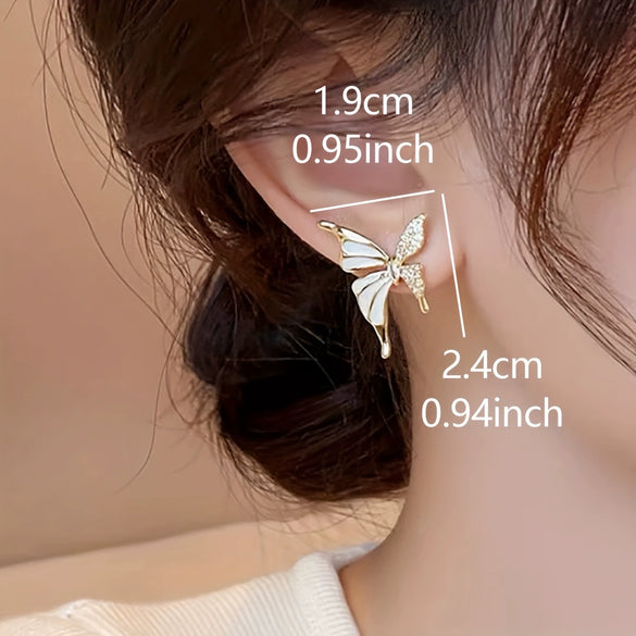 Wholesale Women's Simple Butterfly And Bow Pattern Electroplated Metal Earrings