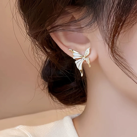 Wholesale Women's Simple Butterfly And Bow Pattern Electroplated Metal Earrings