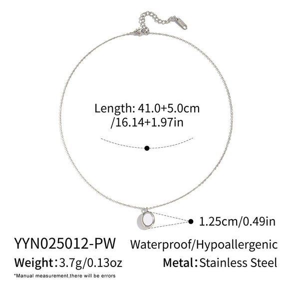 Wholesale Women's Simple Classic Geometric Black Gold Oil Drop Round Stainless Steel Necklace With O Word Chain Pvd Furnace Vacuum Real Gold Plating
