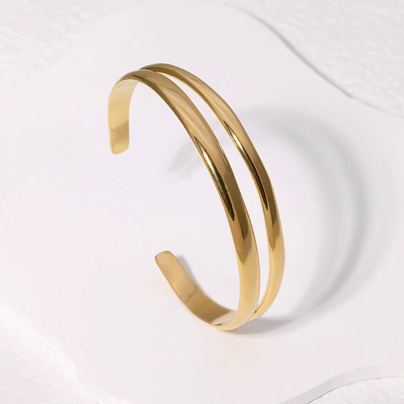 Wholesale Women's Simple Cold Style Open Stainless Steel Bracelet With Electroplating And Geometric Design