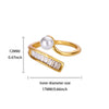 Wholesale Women's Simple Compact Pearl Open Ring Copper Zircon Gold Plated