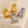 Wholesale Women's Simple Creative Geometric Curved Trapezoidal 316L Stainless Steel 18K Gold Plated Earrings