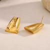 Wholesale Women's Simple Creative Geometric Curved Trapezoidal 316L Stainless Steel 18K Gold Plated Earrings