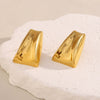 Wholesale Women's Simple Creative Geometric Curved Trapezoidal 316L Stainless Steel 18K Gold Plated Earrings
