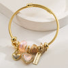 Wholesale Women's Simple Crystal Beaded Heart Pendant Stainless Steel Titanium Steel Couple Bracelet