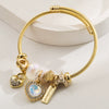 Wholesale Women's Simple Crystal Beaded Heart Pendant Stainless Steel Titanium Steel Couple Bracelet