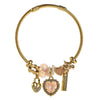 Wholesale Women's Simple Crystal Beaded Heart Pendant Stainless Steel Titanium Steel Couple Bracelet
