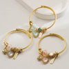 Wholesale Women's Simple Crystal Beaded Heart Pendant Stainless Steel Titanium Steel Couple Bracelet