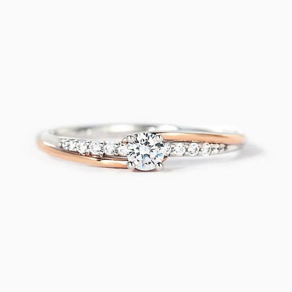 Wholesale Women's Simple Double Color Geometric Tail Ring Copper With Zirconia Design
