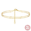 Wholesale Women's Simple Doublelayered Bamboo Wave Pattern S925 Sterling Silver Anklets